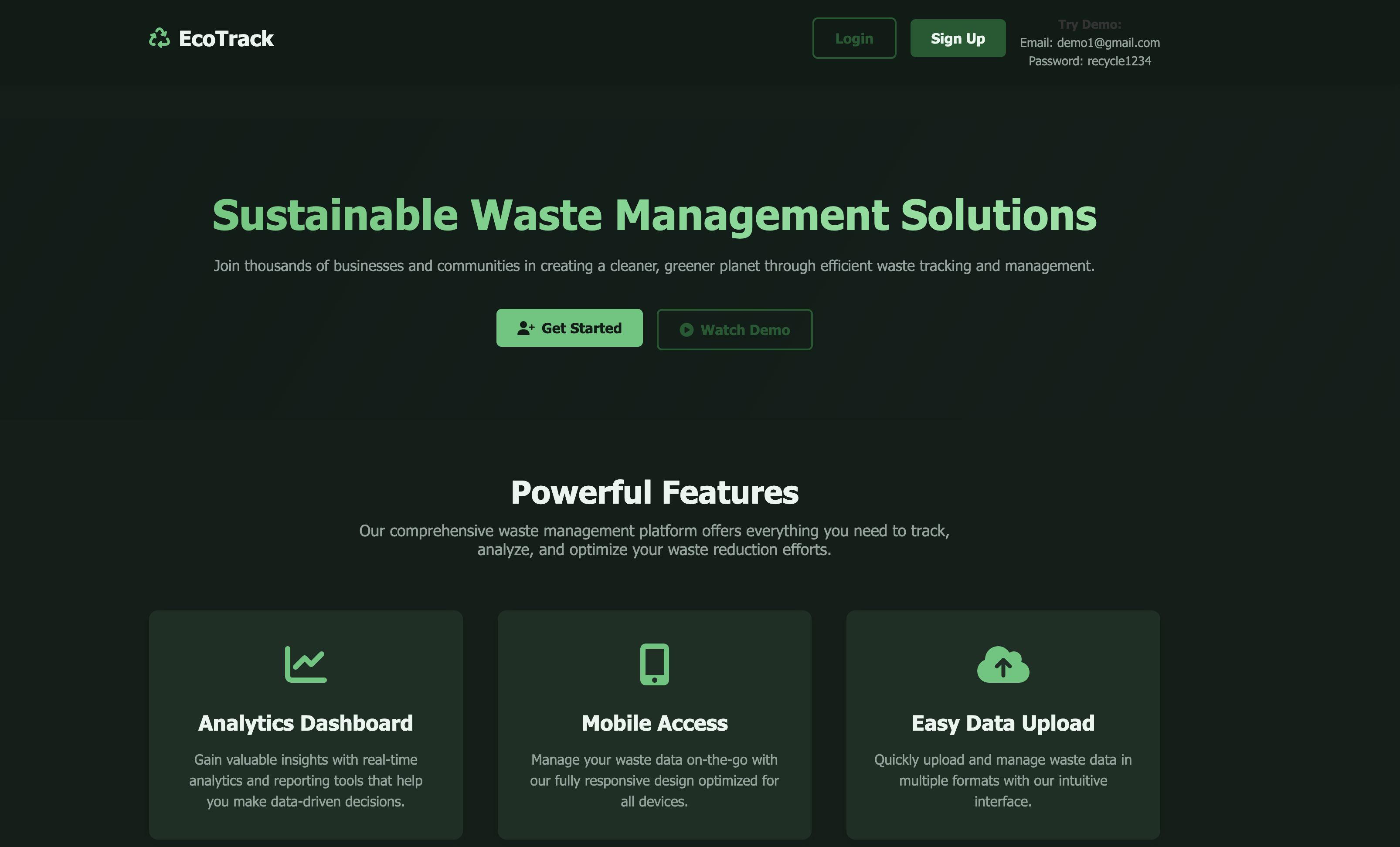Smart Waste Classification app interface showing CNN waste categorisation with recycling guidance